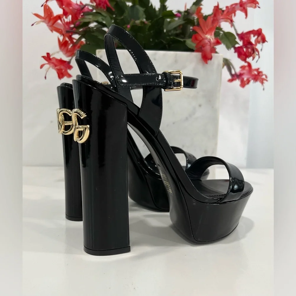Dolce & Gabbana Polished calfskin platform sandals